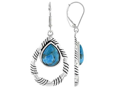 Photo of Southwest Style By JTV™, Pear Shaped Turquoise Rhodium Over Silver Dangle Earrings