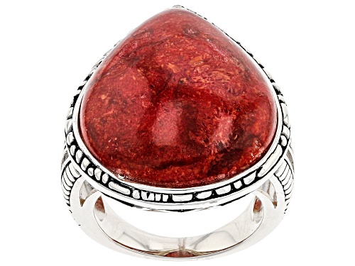 Southwest Style By JTV™ Coral Rhodium Over Sterling Silver Solitaire Ring - Size 8