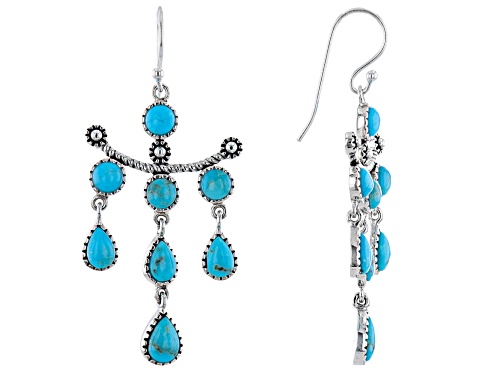 Photo of Southwest Style By JTV™ Blue Turquoise Rhodium Over Sterling Silver Chandelier Earrings
