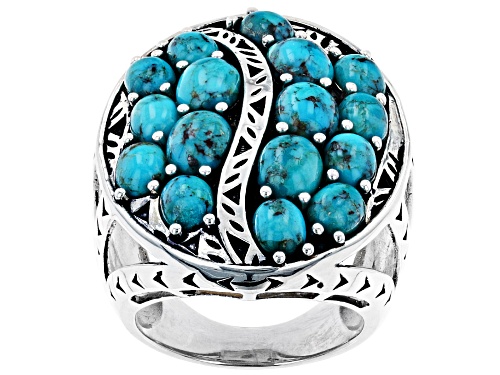 Photo of Southwest Style By JTV™ Oval Turquoise Rhodium Over Sterling Silver Ring - Size 7