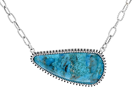 Photo of Southwest Style By JTV™ Fancy Cut Turquoise Rhodium Over Sterling Silver Necklace - Size 18