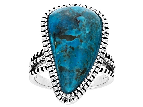 Photo of Southwest Style By JTV™ Fancy Shape Turquoise Rhodium Over Sterling Silver Ring - Size 8