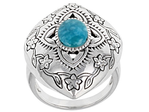 Southwest Style By JTV™ Oval Blue Turquoise Rhodium Over Sterling ...