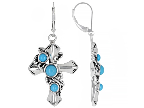 Photo of Southwest Style By JTV™ Round Sleeping Beauty Rhodium Over Sterling Silver Cross Dangle Earrings