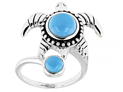Photo of Southwest Style By JTV™ Sleeping Beauty Turquoise Rhodium Over Sterling Silver Turtle Ring - Size 8