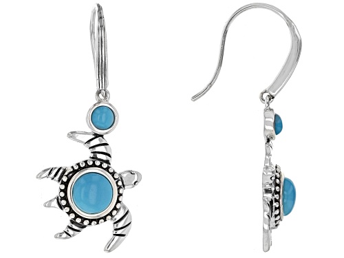 Photo of Southwest Style By JTV™ Sleeping Beauty Turquoise Rhodium Over Silver Turtle Dangle Earrings