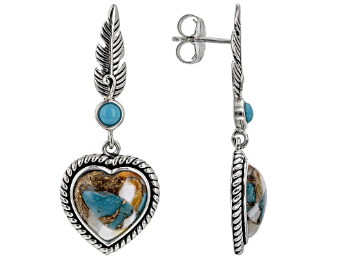 Southwest Style By JTV(TM) Blended Spiny Oyster Shell and Turquoise Rhodium Over Silver Earrings