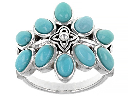 Photo of Southwest Style By JTV™ Oval Blue Turquoise Rhodium over Sterling Silver Ring - Size 6