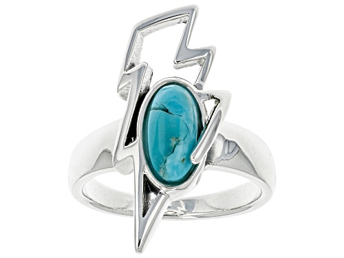Photo of Southwest Style By JTV™ Blue Turquoise Rhodium Over Silver Lightening Bolt Ring - Size 8