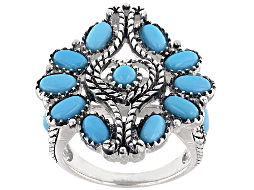 Photo of Southwest Style By JTV™ Sleeping Beauty Turquoise Rhodium Over Sterling Silver Heart Ring - Size 7