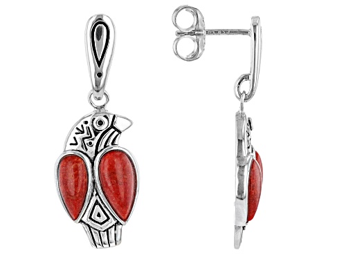 Photo of Southwest Style By JTV™ Freeform Red Sponge Coral Rhodium Over Sterling Silver Earrings