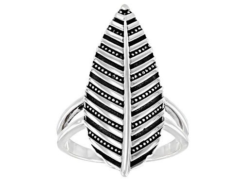 Photo of Southwest Style By JTV™ Oxidized Rhodium Over Sterling Silver Leaf Ring - Size 8