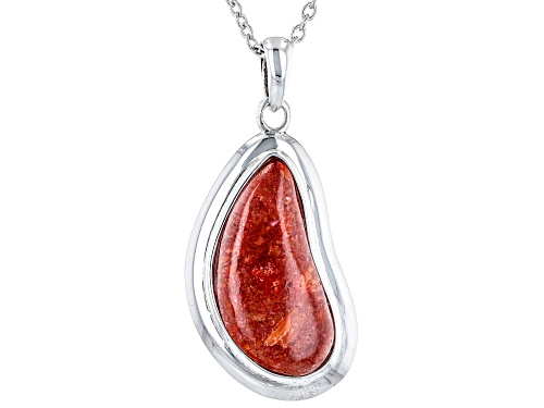 Photo of Southwest Style By JTV™  Red Sponge Coral Rhodium over Sterling Silver Pendant with Chain