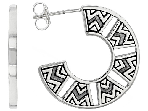 Photo of Southwest Style By JTV™ Solid Rhodium Over Sterling Silver Southwestern Hoop Earrings