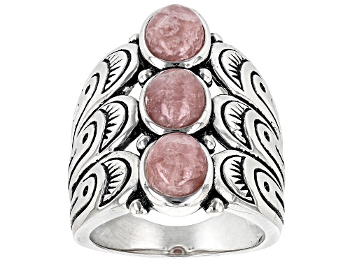 Southwest Style By JTV™ Oval Pink Rhodochrosite Rhodium over Sterling ...