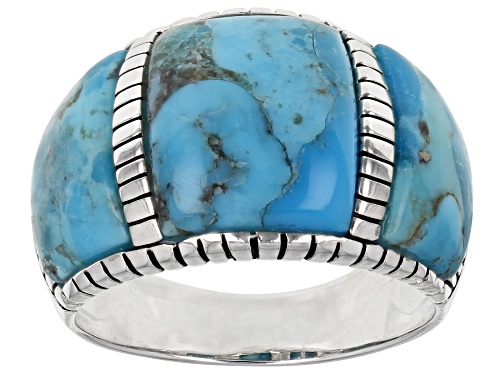 Photo of Southwest Style By JTV™ Turquoise Rhodium Over Sterling Silver Inlay Ring - Size 8