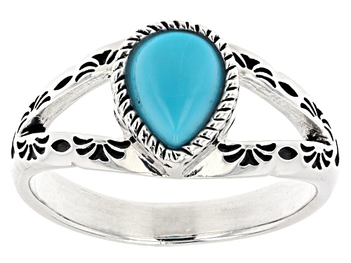Southwest Style By JTV™ Pear Sleeping Beauty Turquoise Rhodium Over Silver Solitaire Ring - Size 8