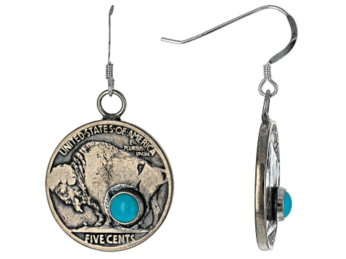 Photo of Southwest Style By JTV™ Sleeping Beauty Turquoise Rhodium Over Silver Replica Buffalo Earrings