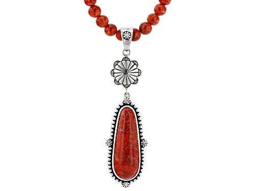 Photo of Southwest Style By JTV™ Mix Shaped Sponge Coral Sterling Silver Pendant with Chain - Size 18
