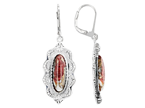 Photo of Southwest Style By JTV™ Oval Orange Spiny Oyster Shell Rhodium Over Sterling Silver Earrings