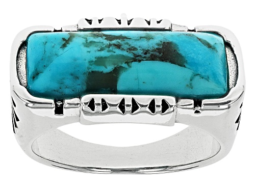 Southwest Style By JTV™ Rectangular Blue Turquoise Sterling Silver Ring - Size 8