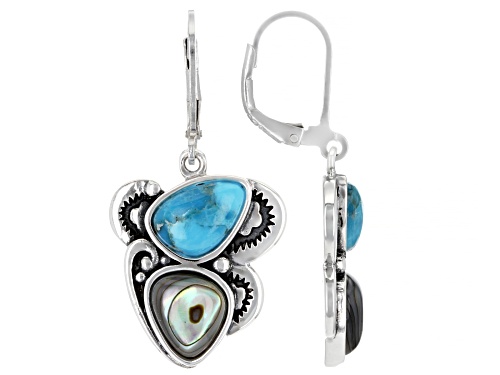Photo of Southwest Style By JTV™ Blue Turquoise and Abalone Shell Rhodium Over Sterling Silver Earrings