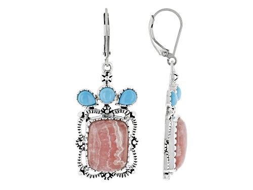 Photo of Southwest Style By JTV™ Rhodochrosite and Sleeping Beauty Turquoise Sterling Silver Earrings