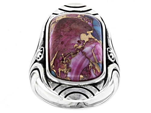 Photo of Southwest Style By JTV™ Blended Purple Spiny Oyster Shell With Turquoise Sterling Silver Ring - Size 12