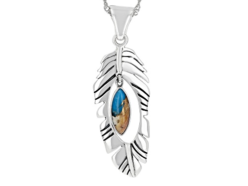 Southwest Style by JTV™ Blended Spiny Oyster Shell & Turquoise Rhodium Over Silver Enhancer