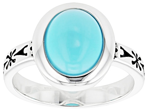 Southwest Style by JTV™ Oval Sleeping Beauty Turquoise Sterling Silver Ring 10x8mm - Size 10