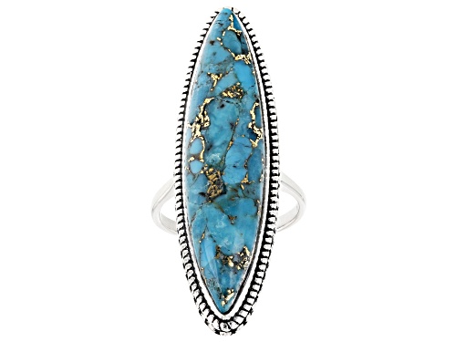 Photo of Southwest Style by JTV™ Marquise Blue Turquoise Sterling Silver Ring - Size 7