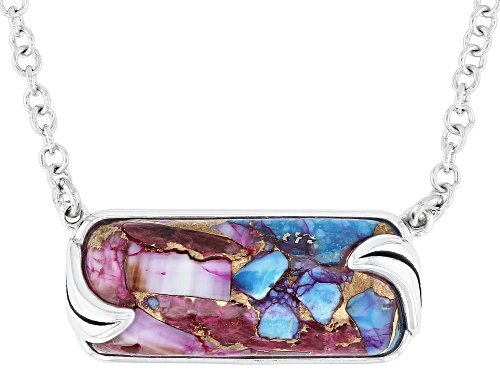 Southwest Style by JTV™ Purple Spiny Oyster and Turquoise Rhodium Over Sterling Silver Necklace - Size 20
