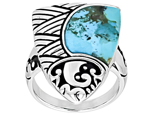 Southwest Style by JTV™ Blue Turquoise Sterling Silver Arrowhead Ring - Size 8