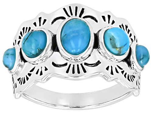 Southwest Style by JTV™ Multi-Stone Blue Turquoise Sterling Silver Ring - Size 12