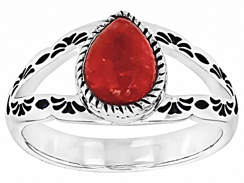 Southwest Style by JTV™ Red Sponge Coral Sterling Silver Open Design Ring - Size 12