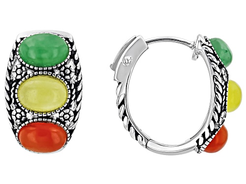 Southwest Style by JTV™ Multi-Color Jadeite Rhodium Over Sterling Silver Earrings