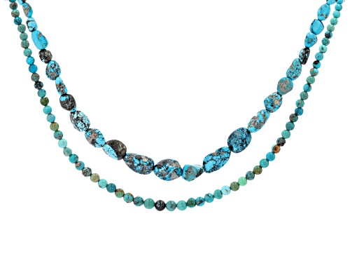 Southwest Style by JTV™ Blue Turquoise Sterling Silver Set of 2 Necklaces - Size 18