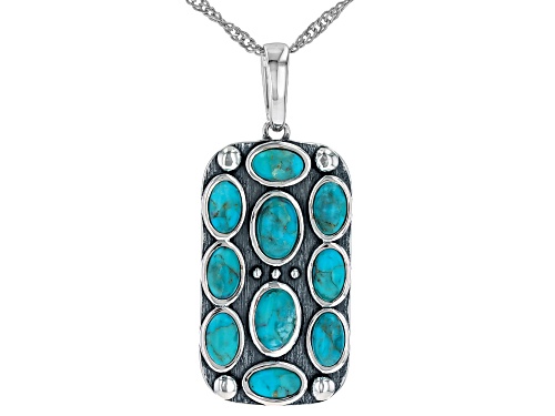 Southwest Style by JTV™ Multi-Stone Blue Turquoise Sterling Silver Pendant With Chain