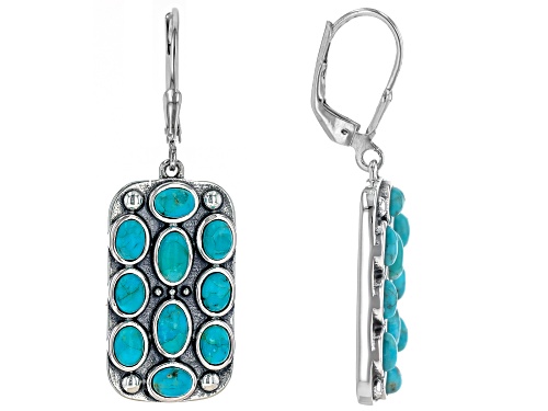 Southwest Style by JTV™ Multi-Stone Blue Turquoise Sterling Silver Statement Earrings