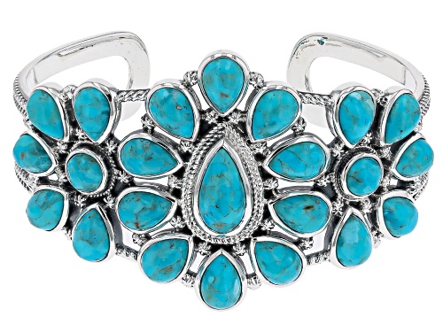 Southwest Style by JTV™  Pear Shape Turquoise Sterling Silver Statement Cuff Bracelet