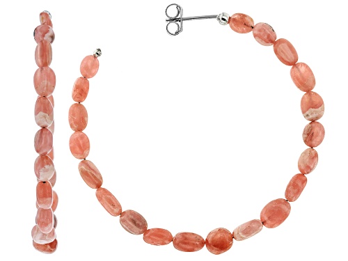 Southwest Style by JTV™ Rhodochrosite Sterling Silver Beaded Hoop Earrings