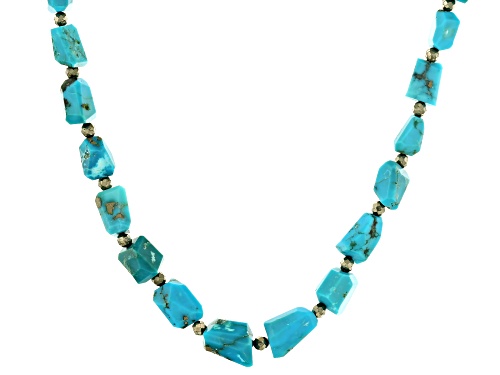 Southwest Style by JTV™ Beaded Pyrite & Turquoise Nugget Sterling Silver Necklace - Size 18