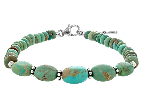Southwest Style by JTV™ Green Turquoise Sterling Silver Beaded Bracelet - Size 7.25