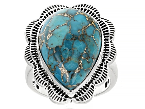 Southwest Style by JTV™ 20x14mm Turquoise Sterling Silver Statement Ring - Size 7