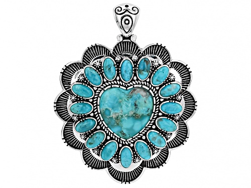 Southwest Style By JTV™ Kingman Turquoise Sterling Silver Heart Enhancer Pendant