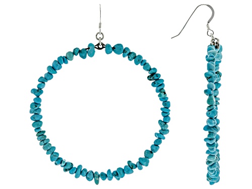 Southwest Style by JTV™ Sleeping Beauty Turquoise Silver Tone & Sterling Silver Circle Earrings