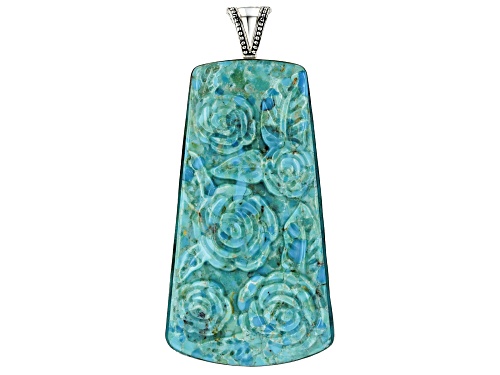 Southwest Style by JTV™ 65x34.6mm Carved Rose Turquoise Sterling Silver Enhancer Pendant