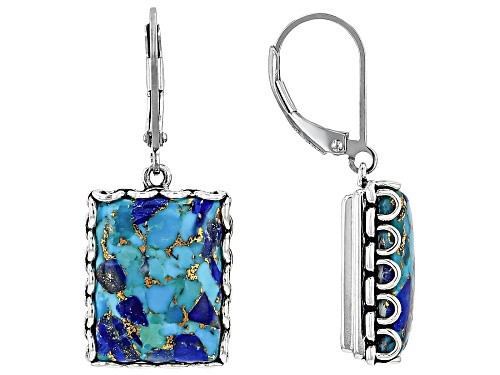 Southwest Style by JTV™ Blended Turquoise & Lapis Sterling Silver Earrings