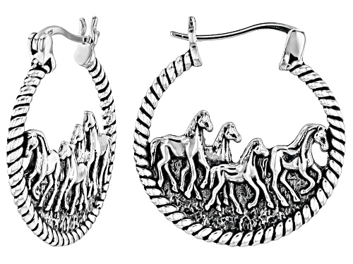 Southwest Style By JTV™ Sterling Silver Hoop Horse Motif Earrings
