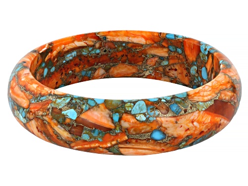 Southwest Style By JTV™ Turquoise with Spiny Oyster Shell Bangle - Size 8